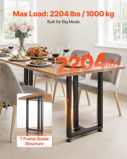 Vevor Metal Furniture Leg 2 Pieces Suitable for Table Coffee Table Desk 74x45cm Black