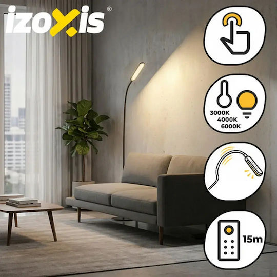 Izoxis LED Φωτιστικό Δαπέδου Υ180εκ. με Ρυθμιζόμενο Λευκό Φως Μαύρο