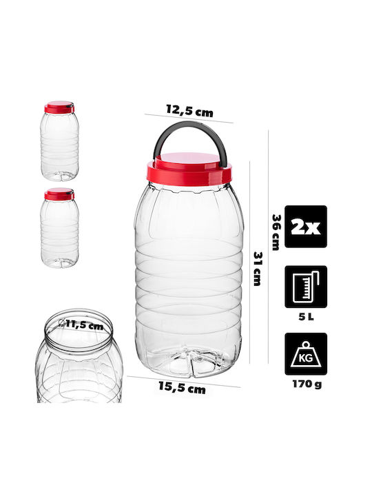 Kadax Set 2 Bucăți Vaze Pentru Paste Cu Capac Plastic Roșii 5000ml
