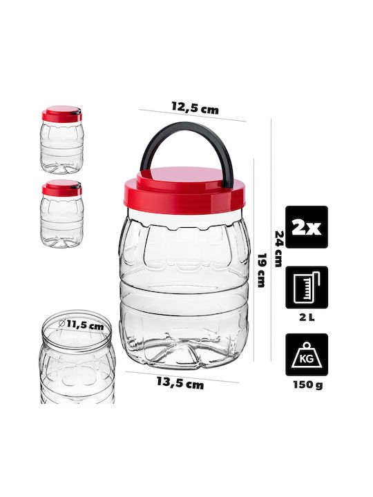 Kadax Set 2 Stück Pasta Gläser mit Kunststoff Deckel Rote 2000ml