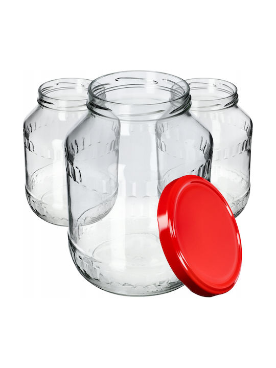 Kadax Set 4 Bucăți Vaze Utilizare Generală cu Capac Sticlă Roșii 2500ml 4 Bucăți