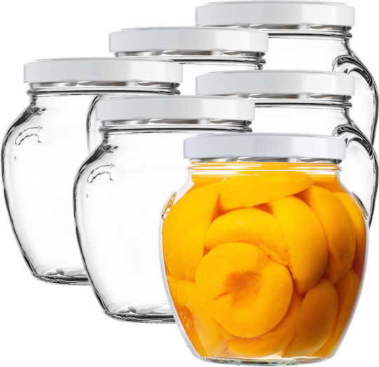 Kadax Set of 6 General Use Glass Jars with White Lid 1700ml 6 Pieces