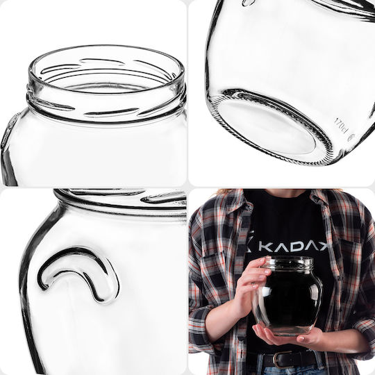 Kadax Set of 6 General Use Glass Jars with White Lid 1700ml 6 Pieces