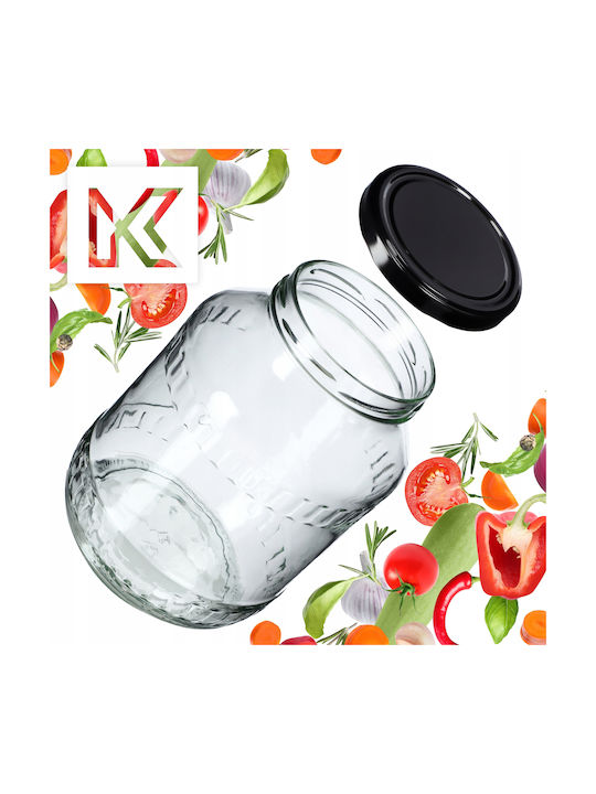 Kadax Set 4 Bucăți Vaze Utilizare Generală Cu Capac Sticlă Neagră 2500ml 4 Bucăți
