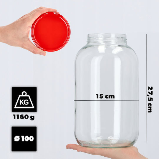 Kadax Kadax Allgemeine Verwendung Glas Vaso mit Deckel Rote 4000ml