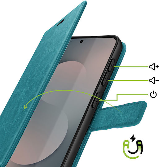 Mayaxess Калъф Портмоне Galaxy S25 Fe С Връзка Стойка Функция Тюркоазен