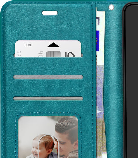 Mayaxess Калъф Портмоне Galaxy S25 Fe С Връзка Стойка Функция Тюркоазен