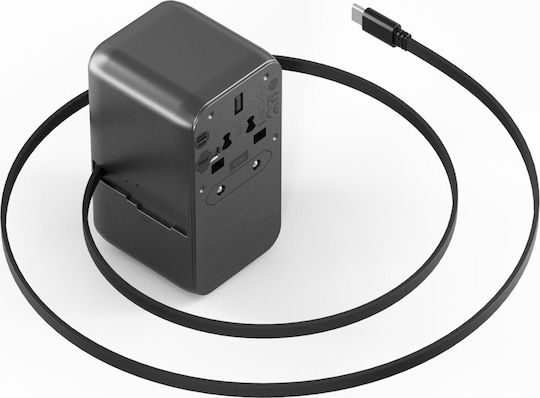 Energea Charger with USB-A Port and 3 USB-C Ports and USB-C Cable 85W Power Delivery Black