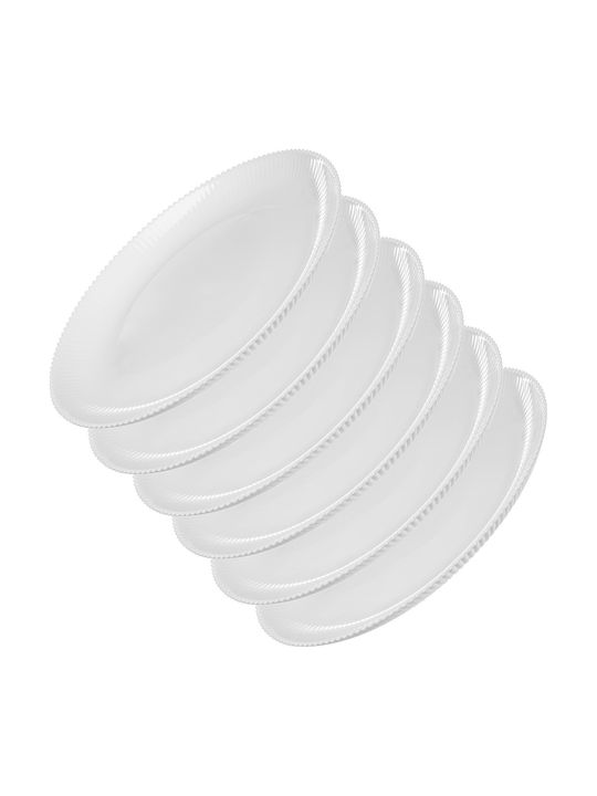 Kadax Shallow Glass Serving Plate White with Diameter 26.5cm 6 Pieces