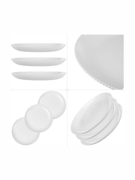 Kadax White Glass Dessert Plate 19cm 3 Pieces