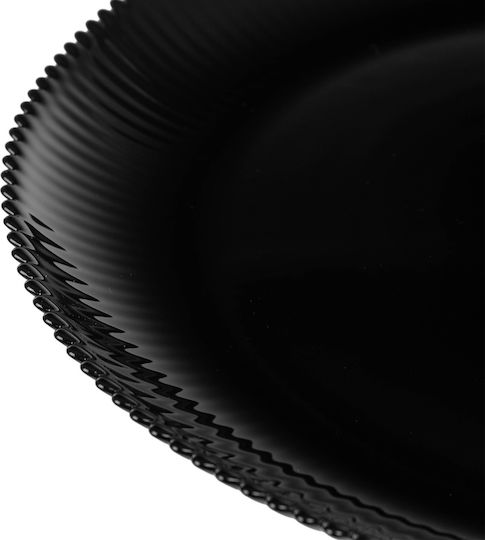 Kadax Glass Dessert Plate Black with Diameter 19cm 3 Pieces