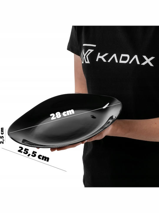 Kadax Πιάτο Ρηχό Τετράγωνο Γυάλινο Μαύρο 28x25.5cm 6τμχ