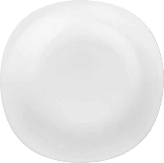 Kadax Πιάτο Γλυκού Τετράγωνο Γυάλινο Λευκό 21.5x20cm 6τμχ
