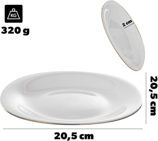 Kadax Πιάτο Γλυκού Τετράγωνο Γυάλινο Λευκό 21.5x20cm 3τμχ
