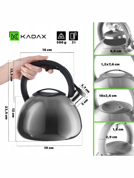 Kadax Βραστήρας Ανοξείδωτος Γκρι 2600ml