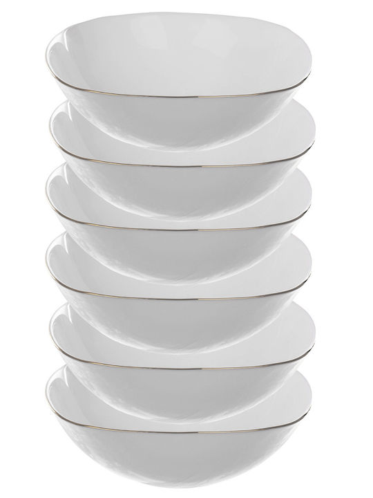 Kadax Bol Pentru Salată Din Sticlă Albă 15cm 6 Bucăți
