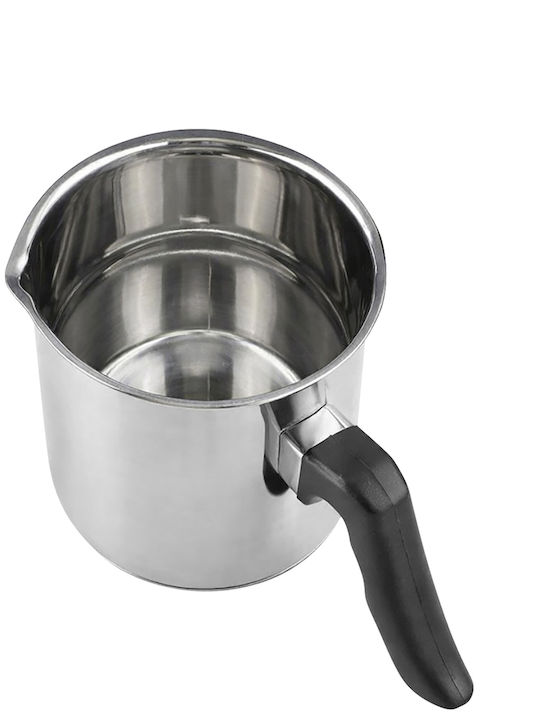 Cheffinger Oală Lapte 12cm Oțel Inoxidabil Cu Cioc De Turnare Mâner Izolat Argintie