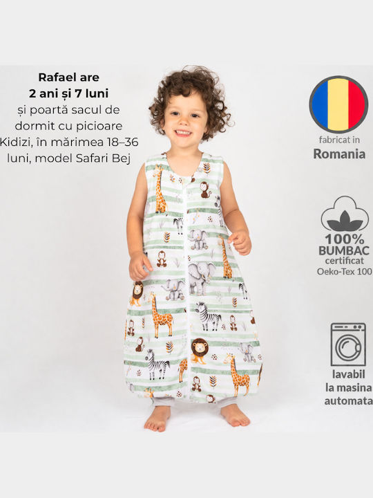 Kidizi Sommer Baby Schlafsack mit Beinen 0.5 Tog Safari Grün