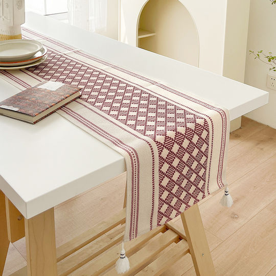 FRIPIA Läufer Leinen Set Rote 35x180cm