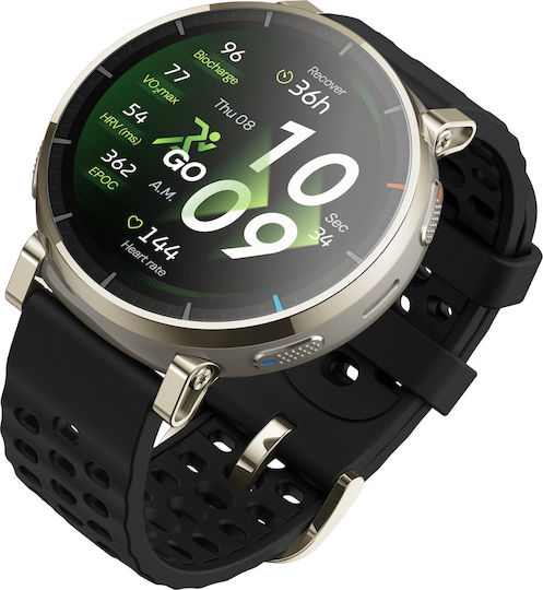 Amazfit Active 3 Premium Stainless Steel 45mm Αδιάβροχο Smartwatch με SIM και Παλμογράφο (Μαύρο)