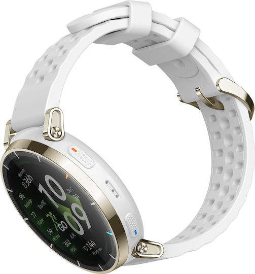 Amazfit Active 3 Premium Stainless Steel 45mm Αδιάβροχο Smartwatch με SIM και Παλμογράφο (Λευκό)