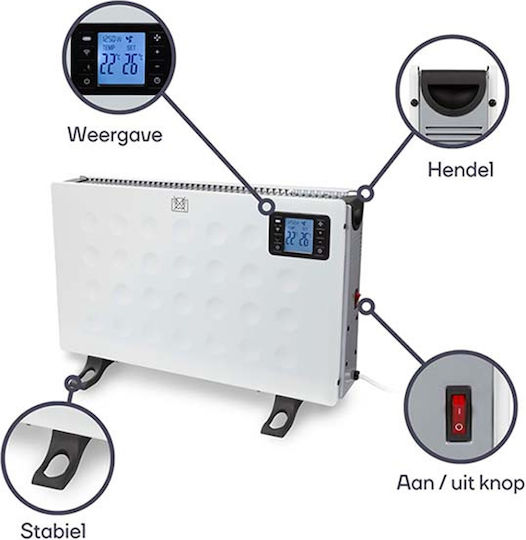 Perel Convector de Pardoseală 2000W cu Termostat Electronic și WiFi Alb