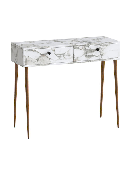 Alis Konsolentisch aus Holz & Marmor Weiß M110xB29xH88cm