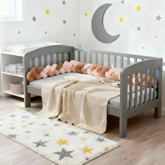 Amek Toys Crib Bumper Braided Inside Beige Brown 12x200cm