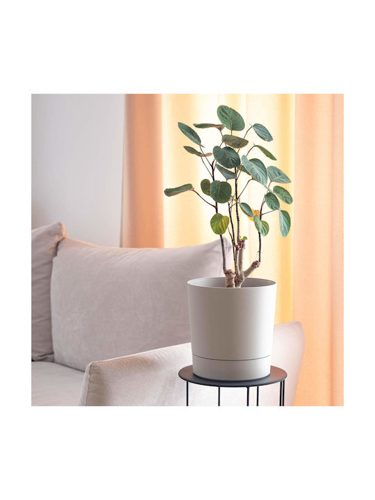 Kadax Plastic Beige Flower Pot with Saucer 27.5x27.5cm