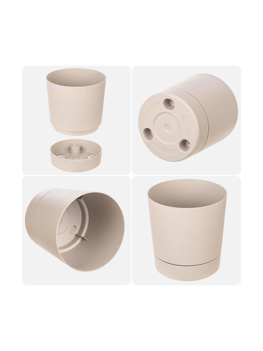 Kadax Plastic Beige Flower Pot with Saucer 27.5x27.5cm