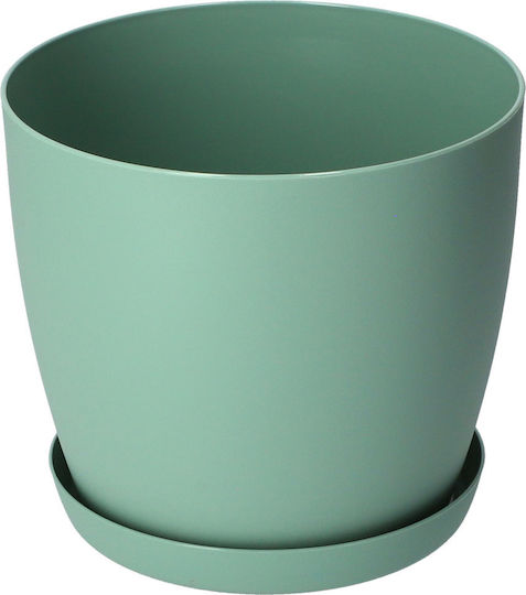 Kadax Kunststoff Blumentopf Grün mit Untersetzer 12x11x10cm