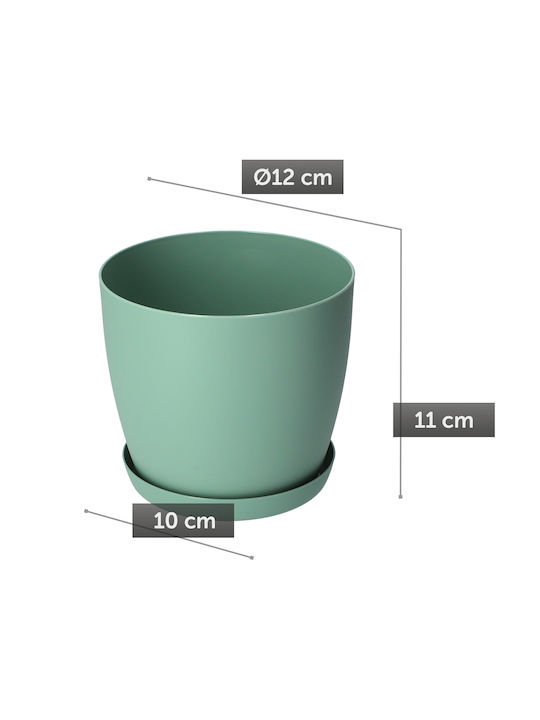 Kadax Γλάστρα Πλαστική Green με Πιάτο 12x11x10εκ.
