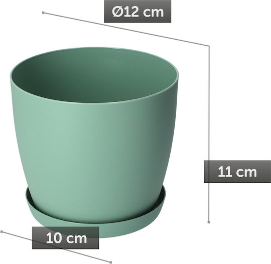 Kadax Kunststoff Blumentopf Grün mit Untersetzer 12x11x10cm