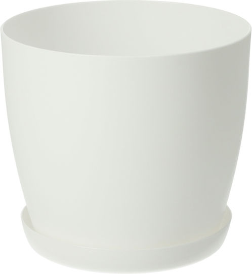 Kadax Γλάστρα Πλαστική White Matte με Πιάτο 25x23εκ.