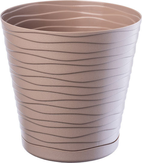 Kadax Kunststoff Blumentopf Beige mit Untersetzer 25x25x17cm