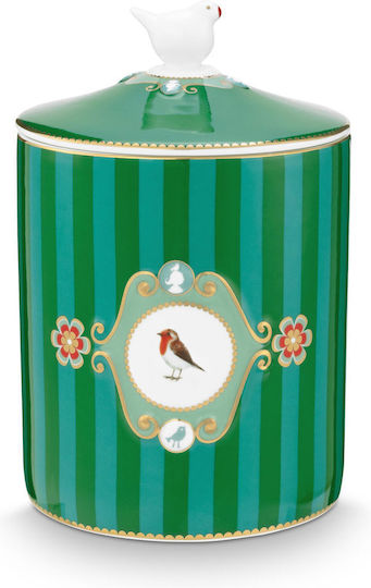PiP Studio Love Birds Βάζο Γενικής Χρήσης με Καπάκι από Πορσελάνη Πράσινο 1300ml