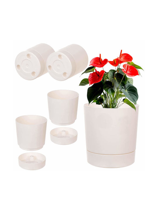 Kadax Set 2 Ghivece de Flori Din Plastic Cu Farfurie