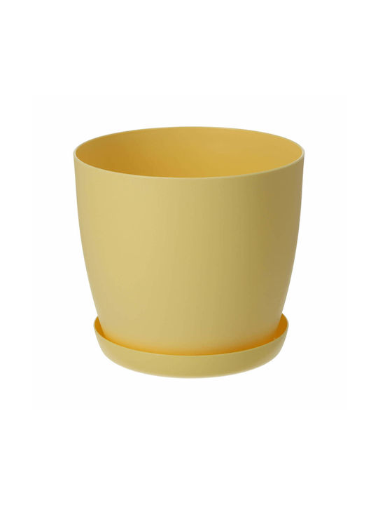 Kadax Kunststoff Blumentopf Gelb Matt mit Untersetzer 25x23cm