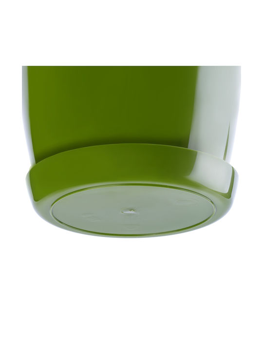 Kadax Set 3 Ghivece De Flori Din Plastic Verzi Cu Farfurie