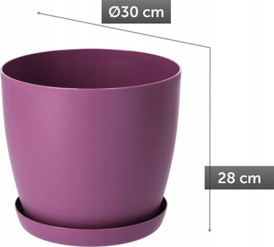 Kadax Kunststoff Blumentopf Lila Matt mit Untersetzer 30x28cm