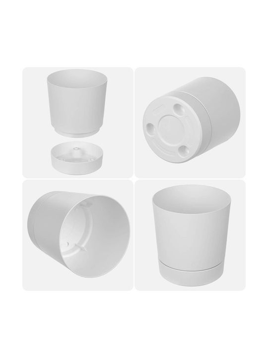Kadax Plastic White Flower Pot with Saucer 27.5x27.5cm
