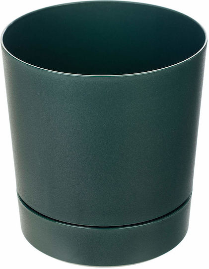 Kadax Kadax Kunststoff Grüner Blumentopf mit Untersetzer 14,5x14,5cm