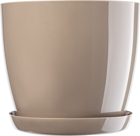 Kadax Set of 3 Plastic Beige Flower Pots with Saucer