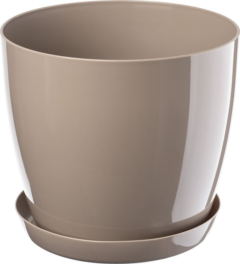 Kadax Set of 3 Plastic Beige Flower Pots with Saucer