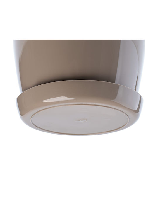 Kadax Set 3 Ghivece de Flori Din Plastic Bej Cu Farfurie