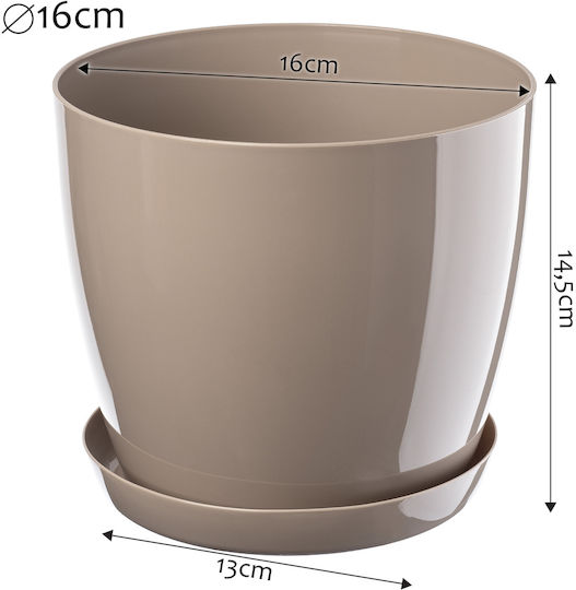 Kadax Set of 3 Plastic Beige Flower Pots with Saucer