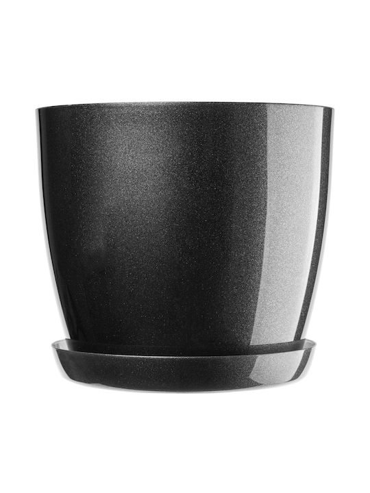 Kadax Set Of 3 Plastic Graphite Flower Pots With Saucer