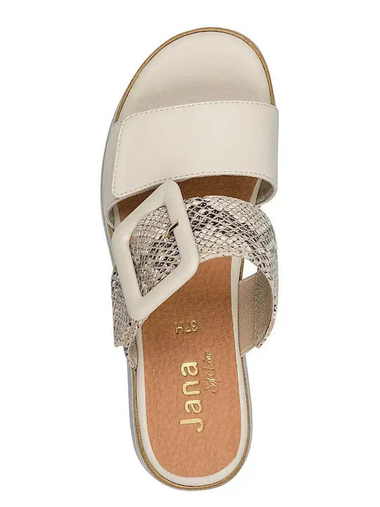 Anatomische Damenplattformen in Stil Pantoffeln Beige