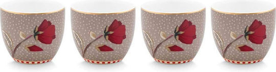 Pip Studio Set/4 Egg Cups Blooming Tales Khaki 4.7cm