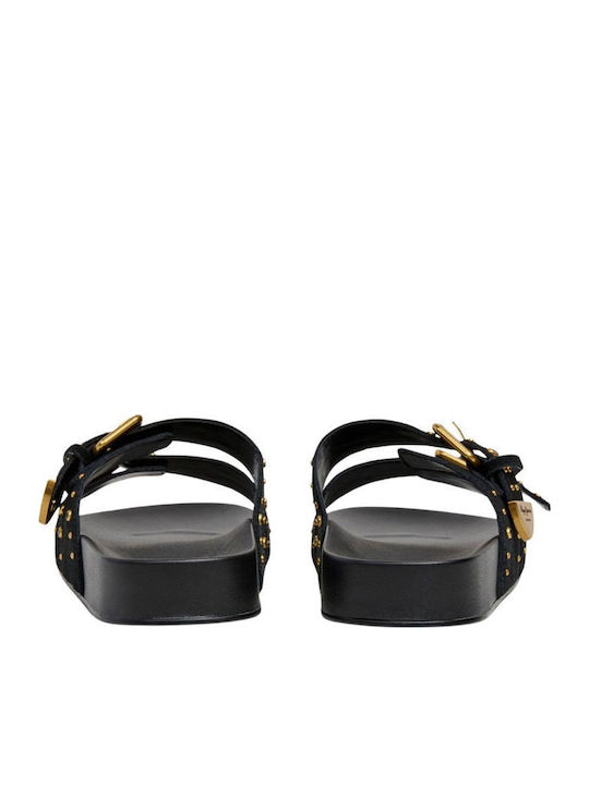 Studs Δερμάτινα Γυναικεία Σανδάλια Μαύρα